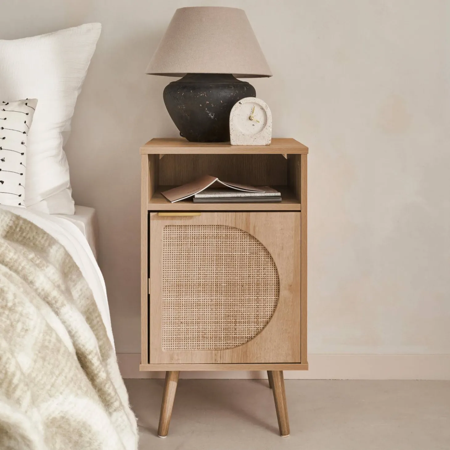 Mesita de noche con efecto madera, set de 2