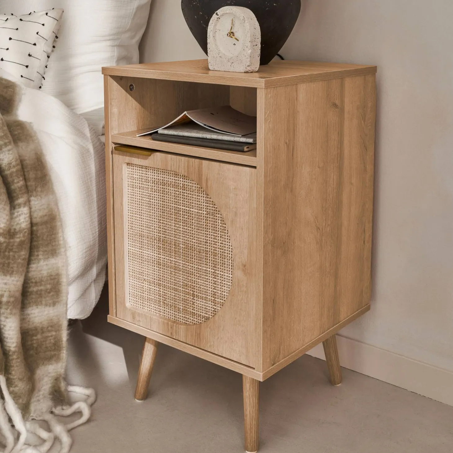 Mesita de noche con efecto madera, set de 2