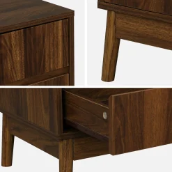 Mesita de noche de 2 cajones con efecto madera, set de 2