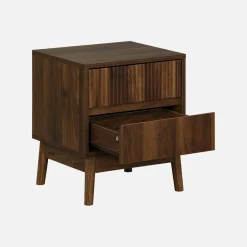 Mesita de noche de 2 cajones con efecto madera, set de 2