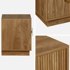 Mesita de noche de 2 cajones efecto madera de mango estriada