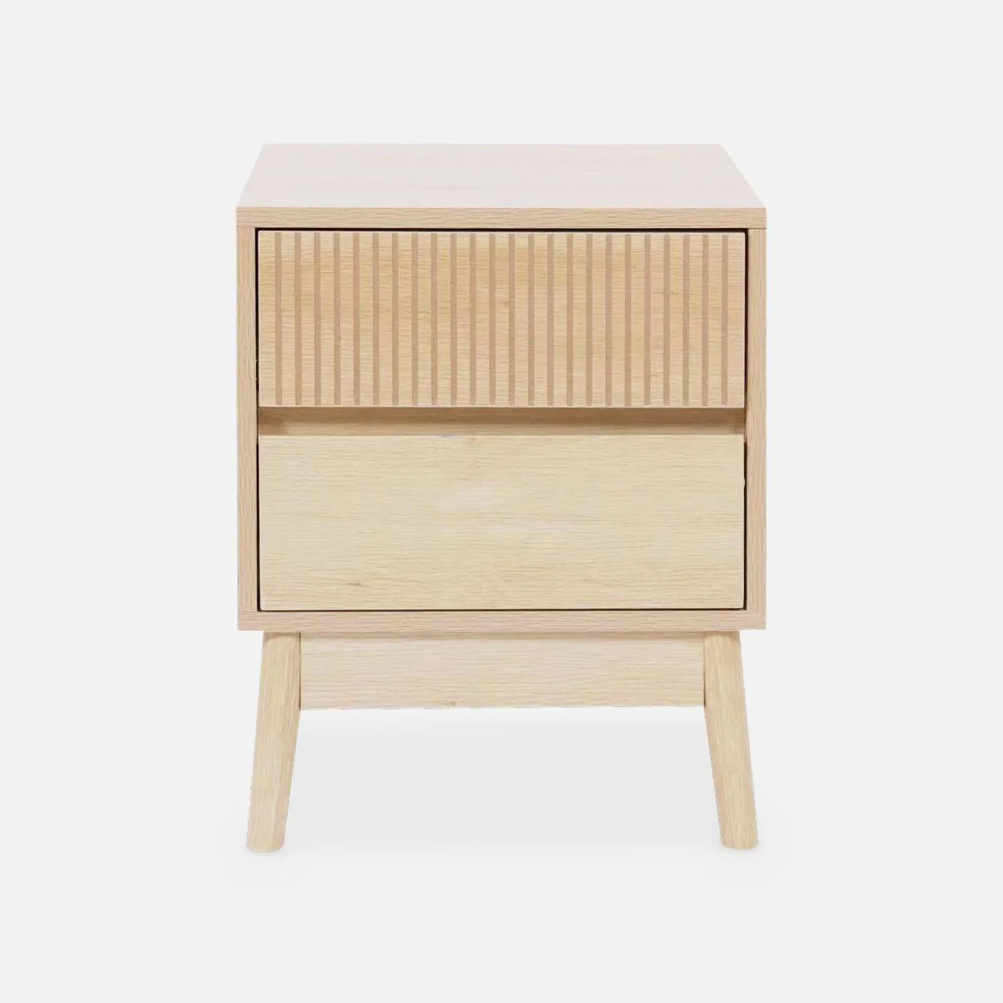 Mesita de noche de 2 cajones con efecto madera, set de 2
