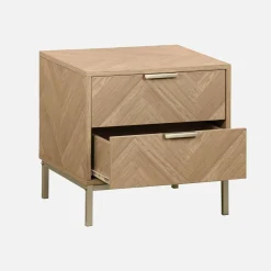 Mesita de noche de efecto madera con dibujo de espiga