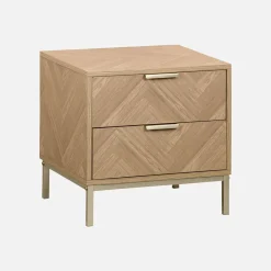 Mesita de noche de efecto madera con dibujo de espiga