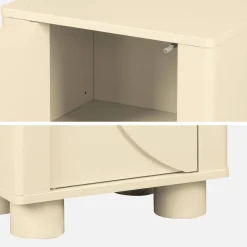 Mesita de noche efecto madera de mango con 1 puerta reversible