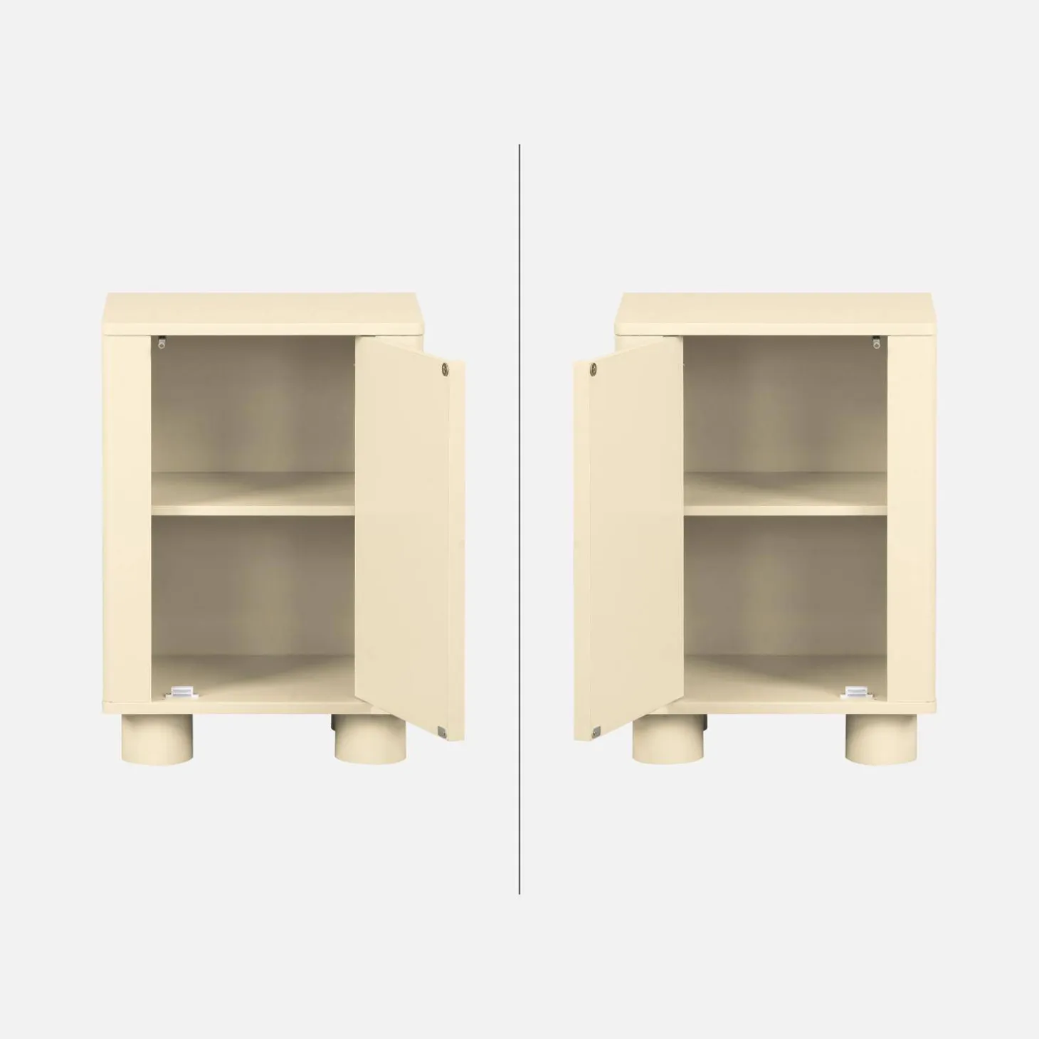 Mesita de noche efecto madera de mango con 1 puerta reversible