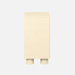 Mesita de noche efecto madera de mango con 1 puerta reversible