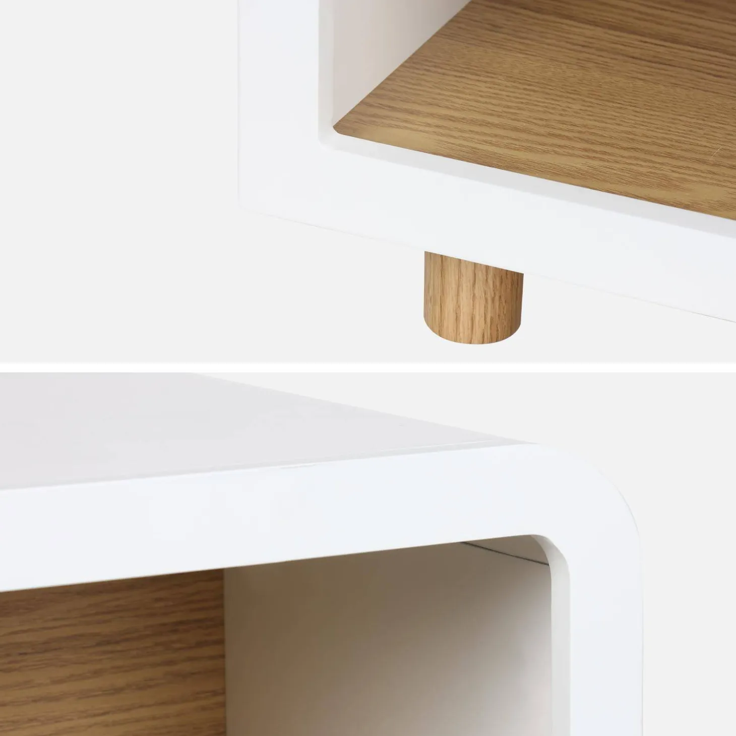 Mesita de noche efecto madera con 2 huecos, set de 2