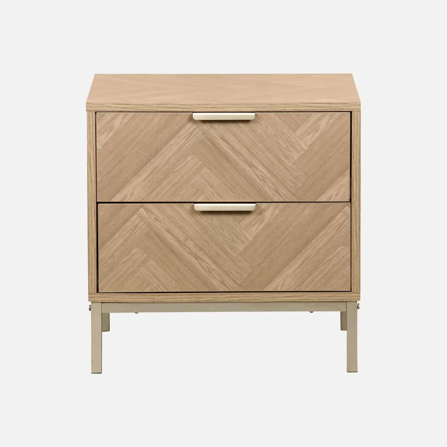 Mesita de noche efecto madera con diseño en espiga, set de 2