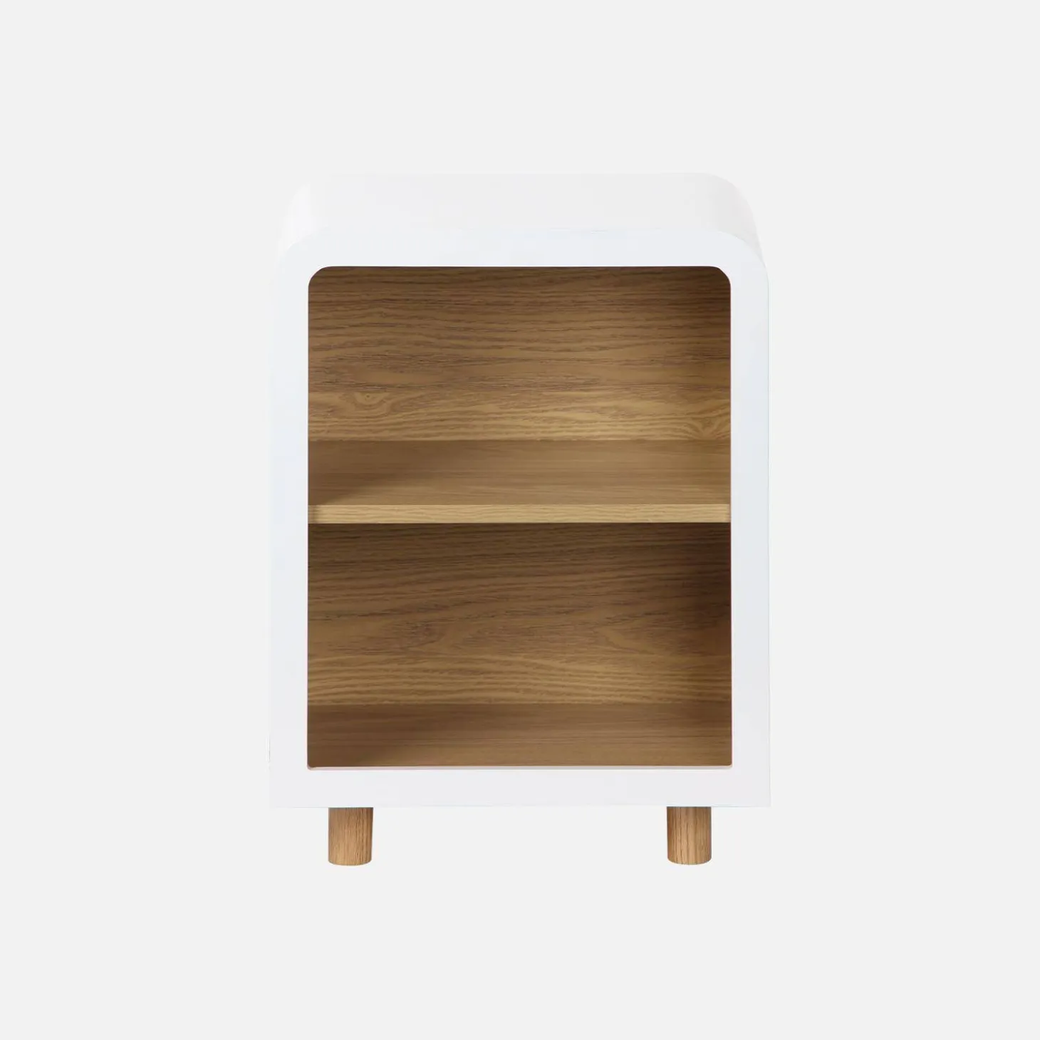 Mesita de noche efecto madera, 2 nichos