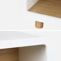 Mesita de noche efecto madera, 2 nichos