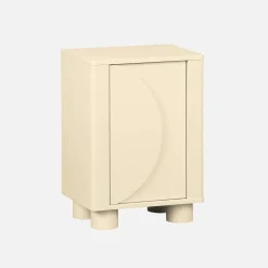 Mesita de noche efecto madera de mango con 1 puerta reversible, set de 2