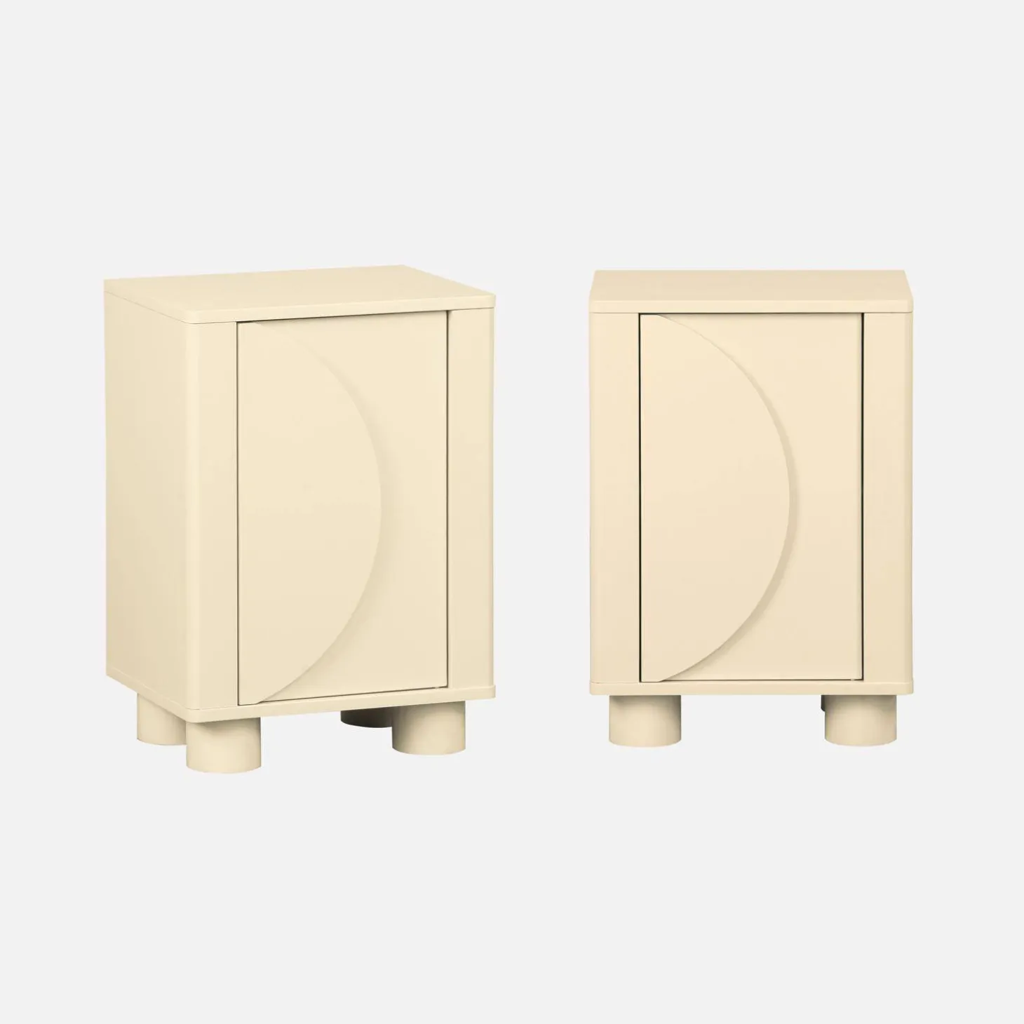 Mesita de noche efecto madera de mango con 1 puerta reversible, set de 2
