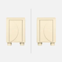 Mesita de noche efecto madera de mango con 1 puerta reversible, set de 2