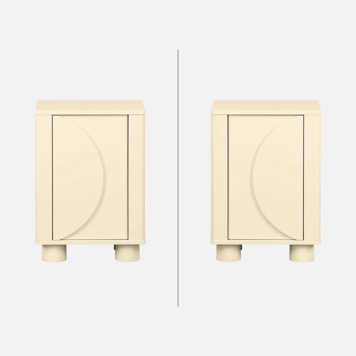 Mesita de noche efecto madera de mango con 1 puerta reversible, set de 2