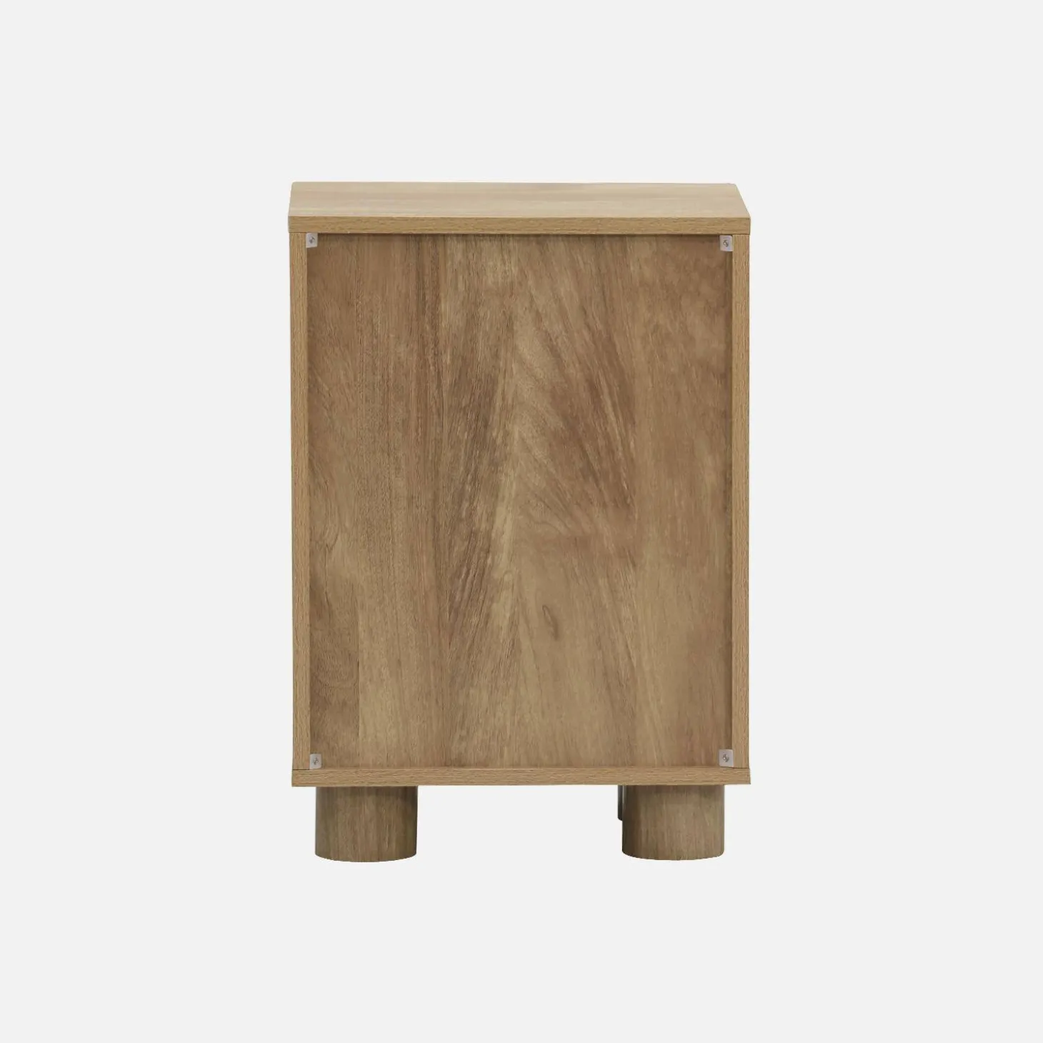 Mesita de noche efecto madera de mango con 1 puerta reversible, set de 2