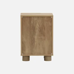 Mesita de noche efecto madera de mango con 1 puerta reversible