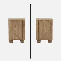 Mesita de noche efecto madera de mango con 1 puerta reversible