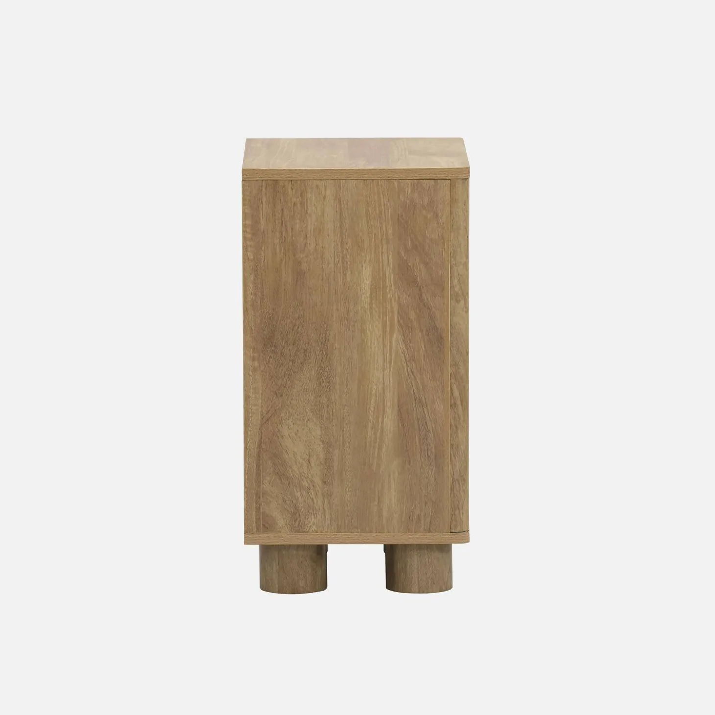 Mesita de noche efecto madera de mango con 1 puerta reversible