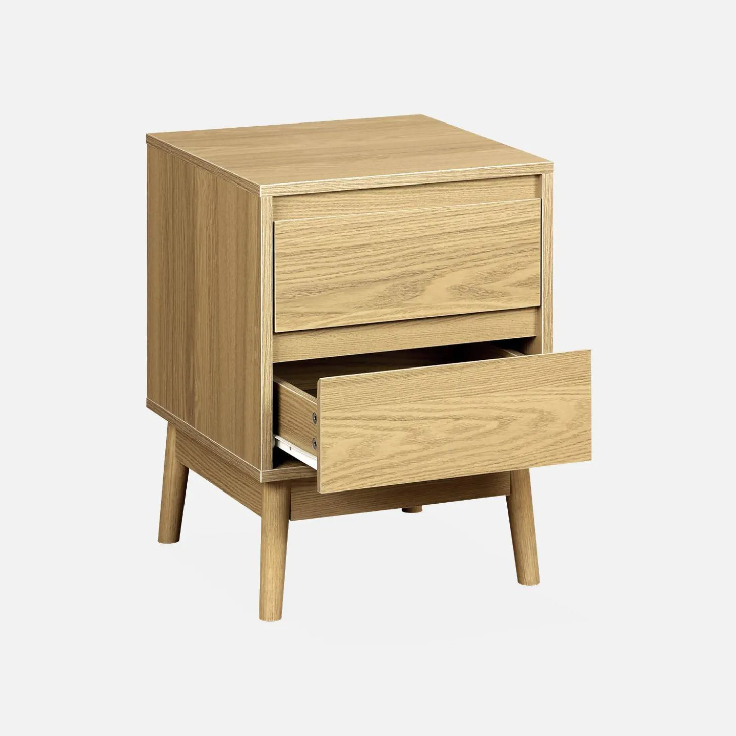 Mesita de noche efecto madera con 2 cajones, set de 2