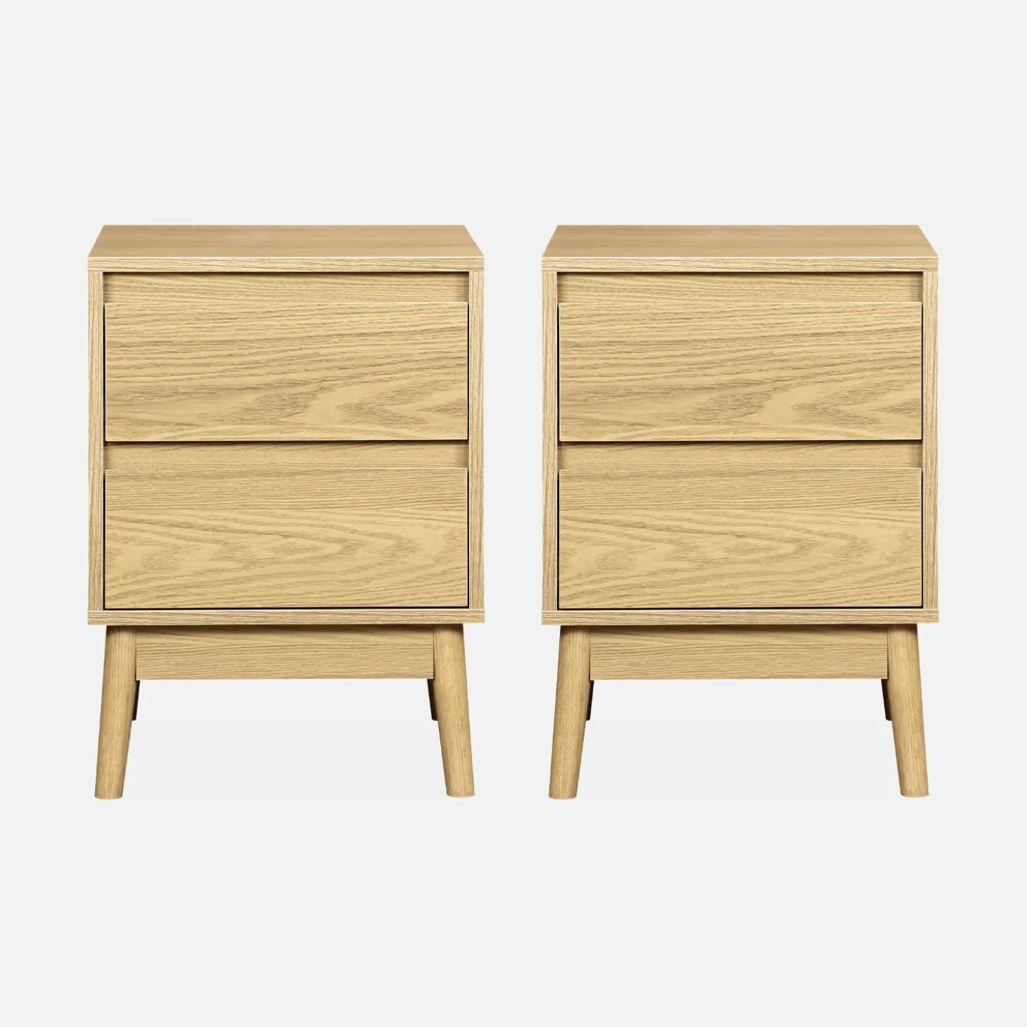 Mesita de noche efecto madera con 2 cajones, set de 2