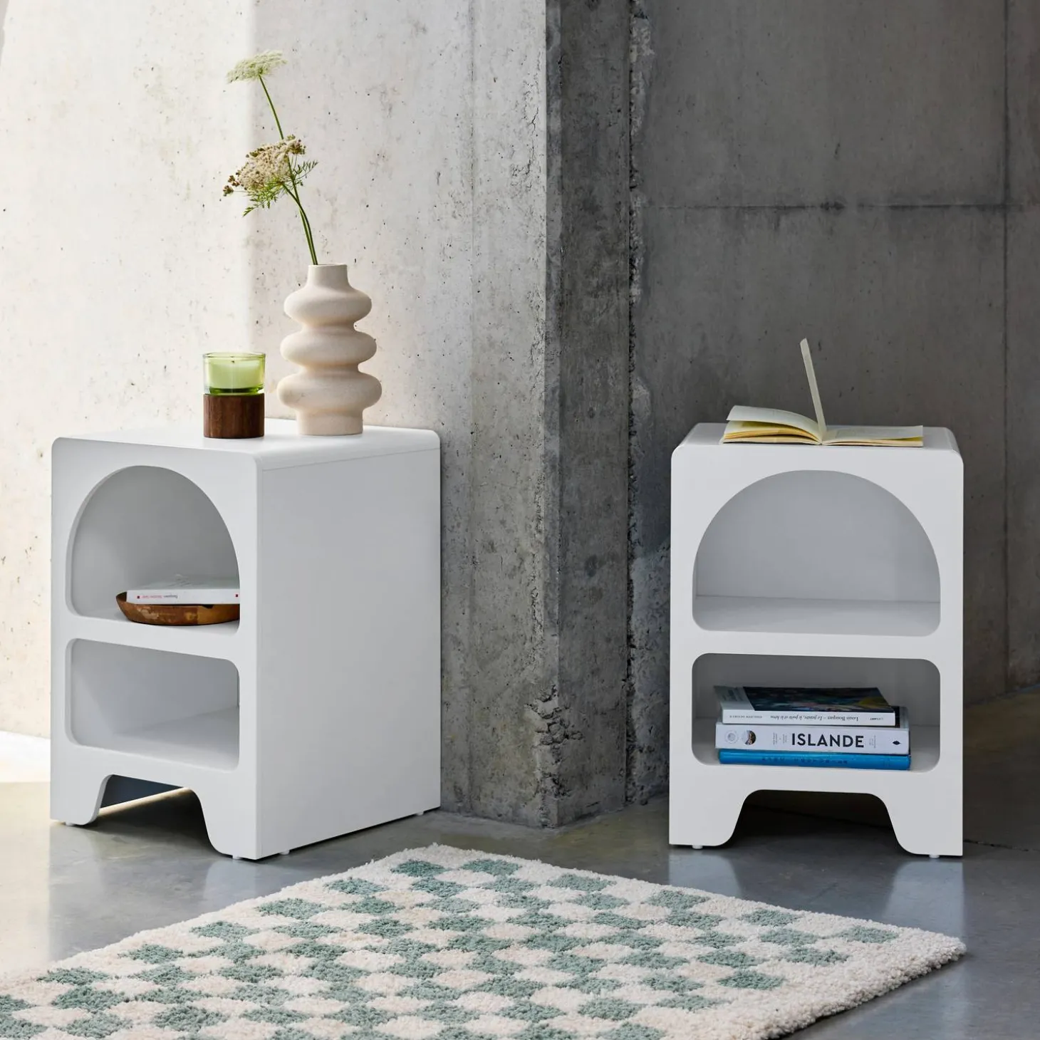 Mesita de noche efecto madera, set de 2