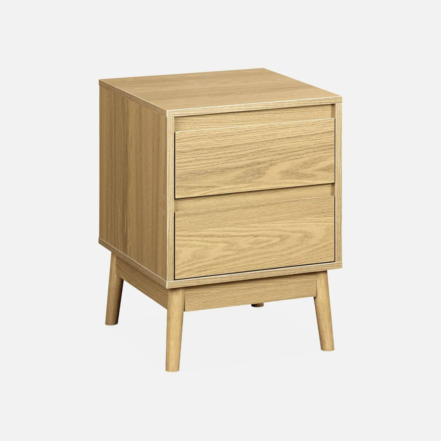 Mesita de noche efecto madera con 2 cajones