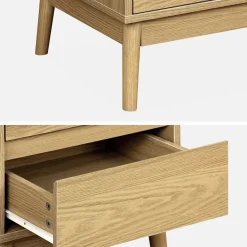 Mesita de noche efecto madera con 2 cajones
