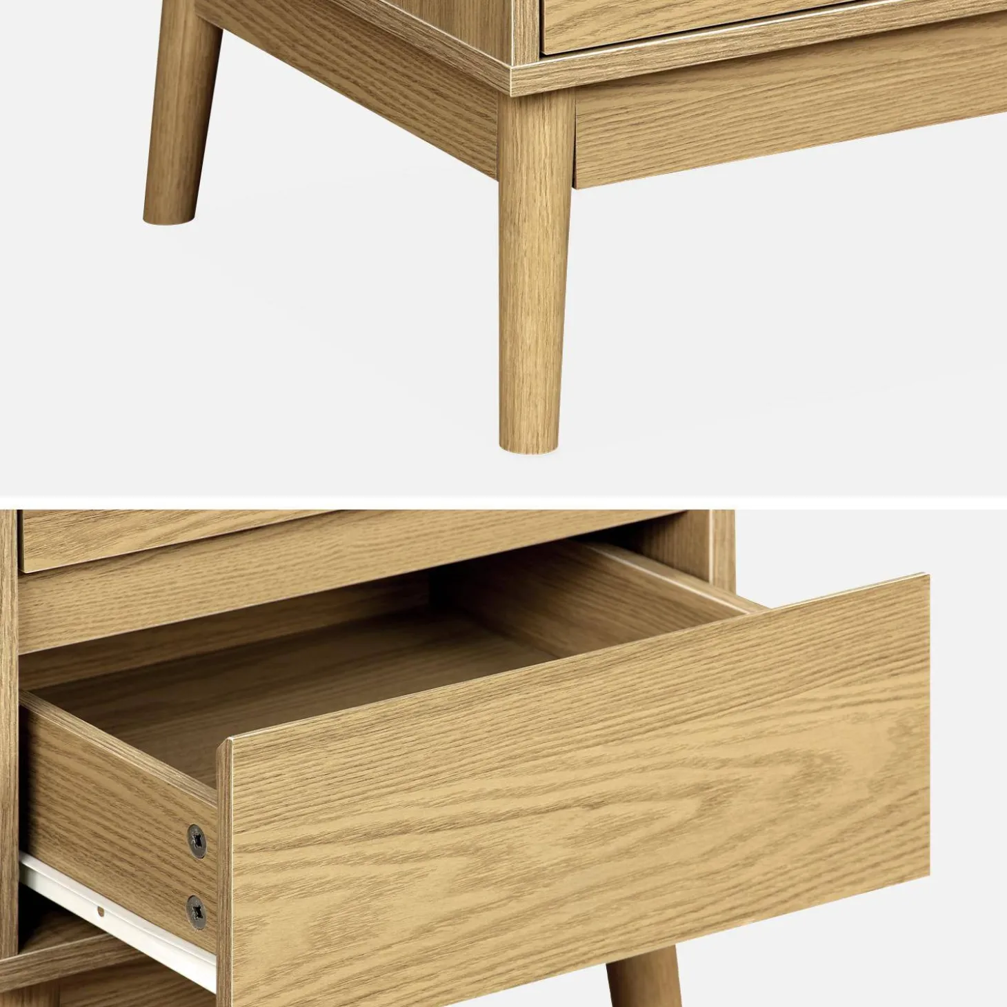 Mesita de noche efecto madera con 2 cajones