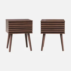 Mesita de noche estilo escandinavo efecto madera, set de 2