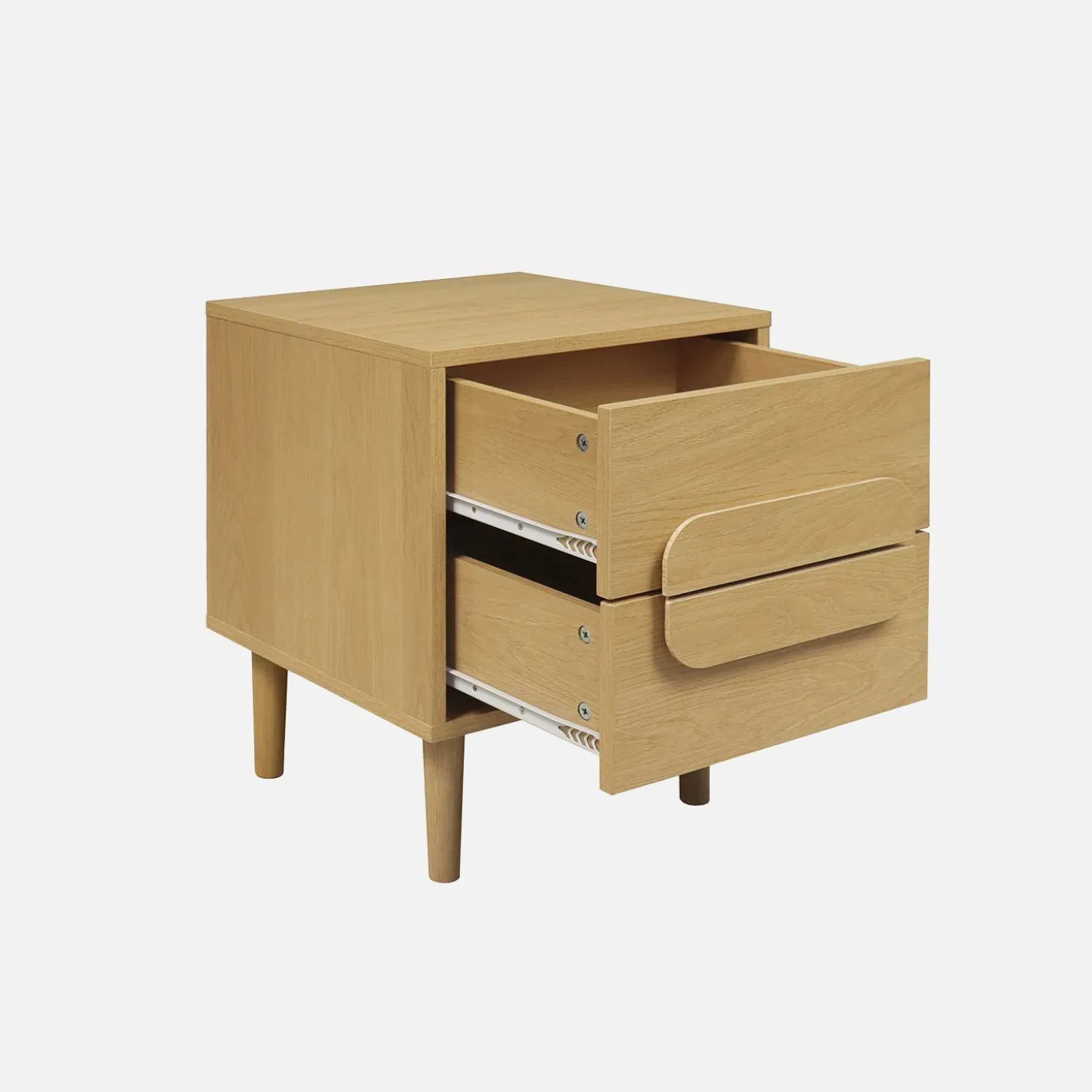 Mesita de noche vintage efecto madera con 2 cajones