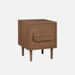 Mesita de noche vintage efecto madera con 2 cajones