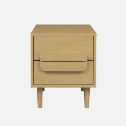 Mesita de noche vintage efecto madera con 2 cajones, set de 2