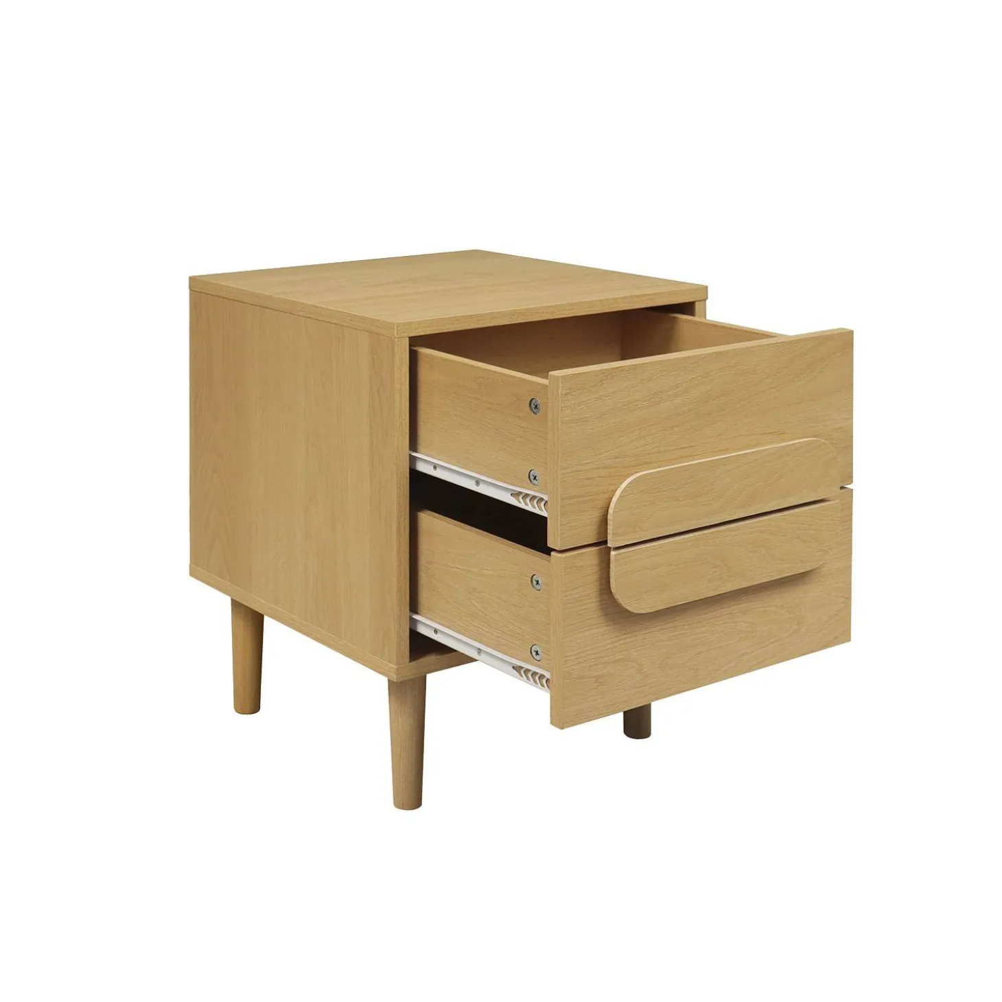 Mesita de noche vintage efecto madera con 2 cajones, set de 2