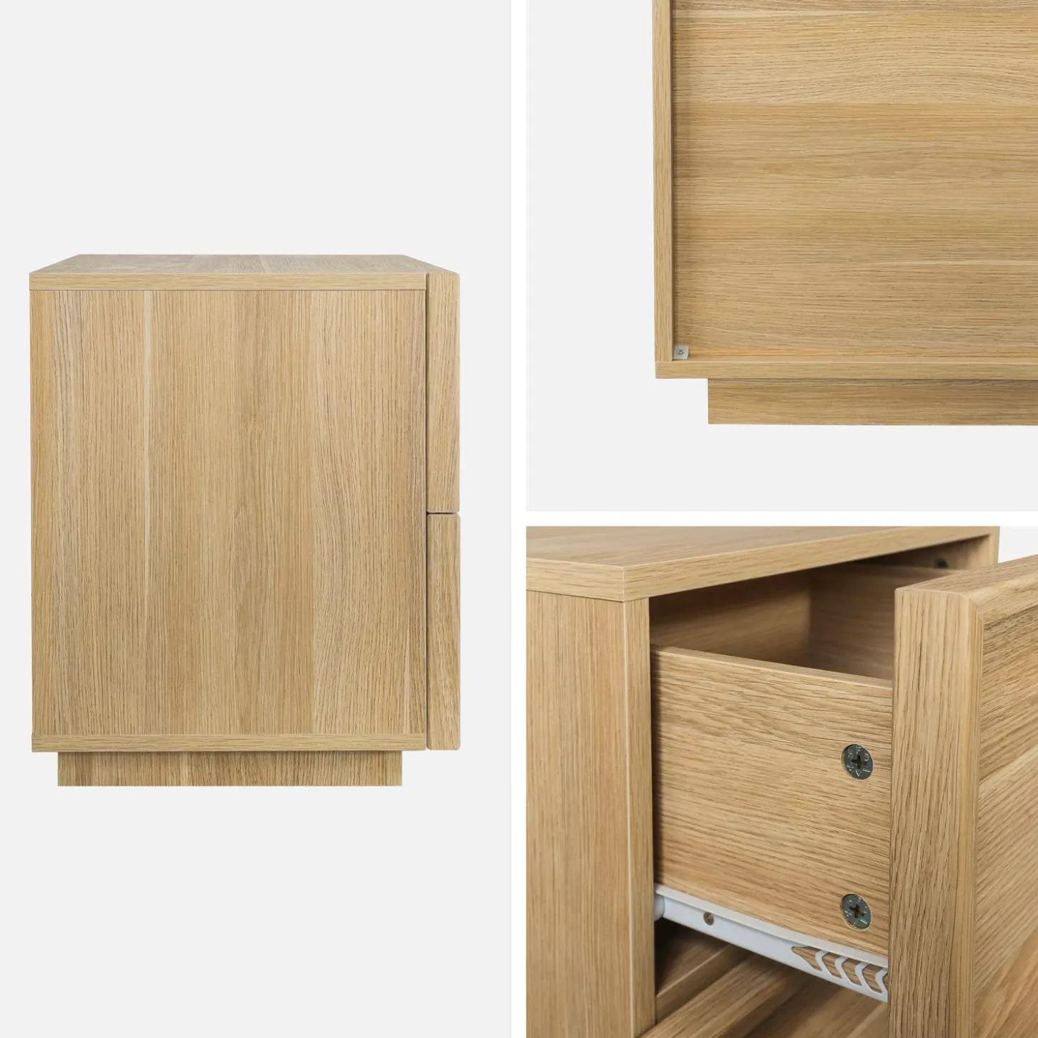 Mesita efecto madera 2 cajones, set de 2