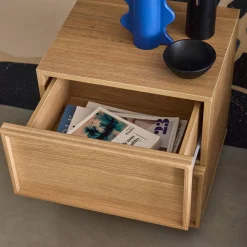 Mesita efecto madera 2 cajones, set de 2