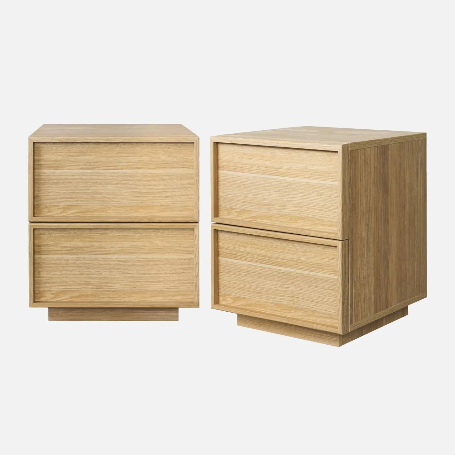 Mesita efecto madera 2 cajones, set de 2