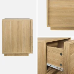 Mesita efecto madera, 2 cajones