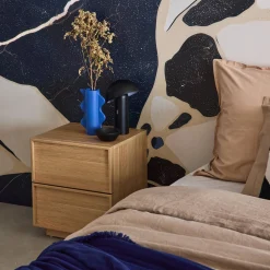 Mesita efecto madera, 2 cajones