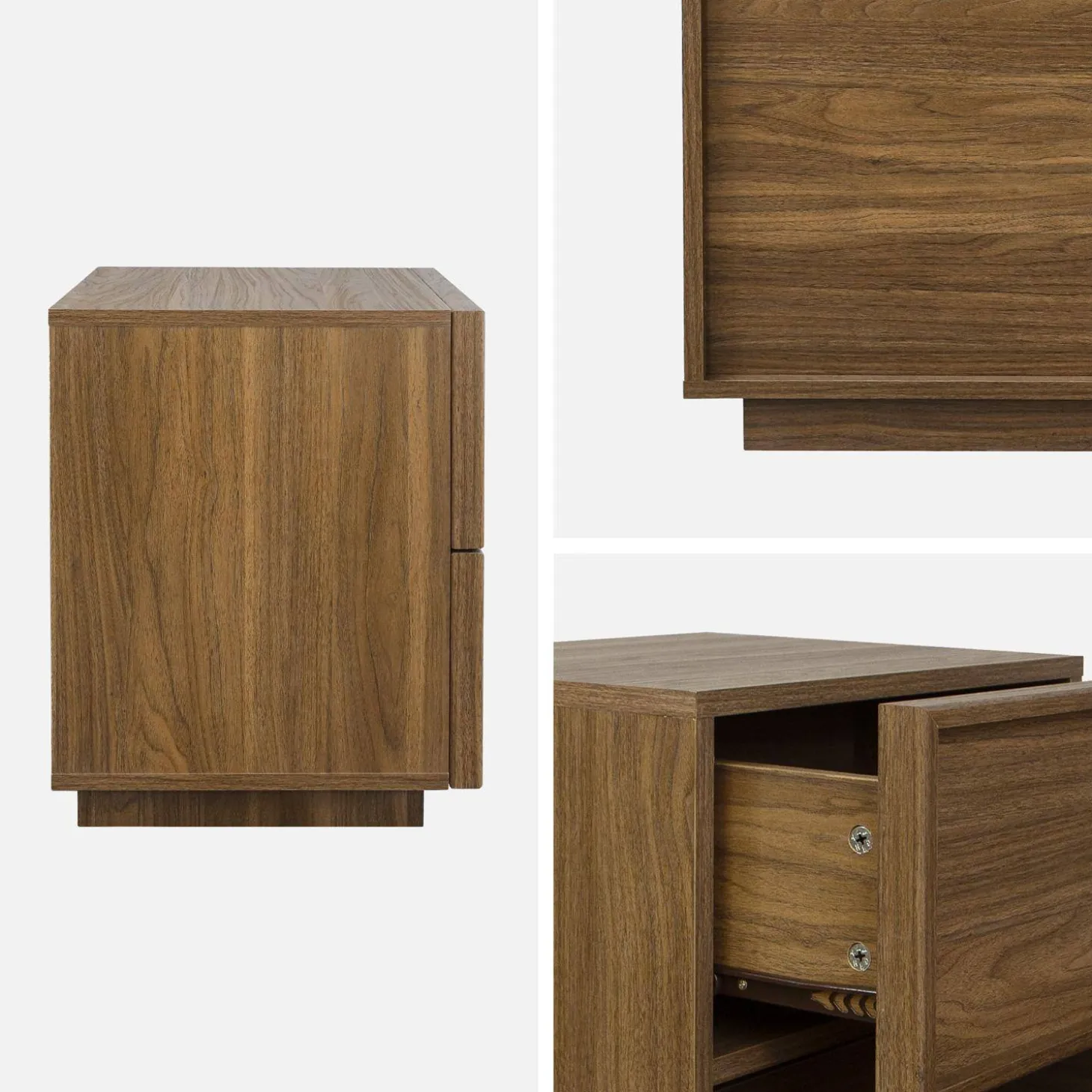 Mesita efecto madera 2 cajones, set de 2