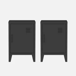 Mesita industrial con 1 puerta, set de 2