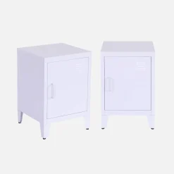 Mesita industrial con 1 puerta, set de 2