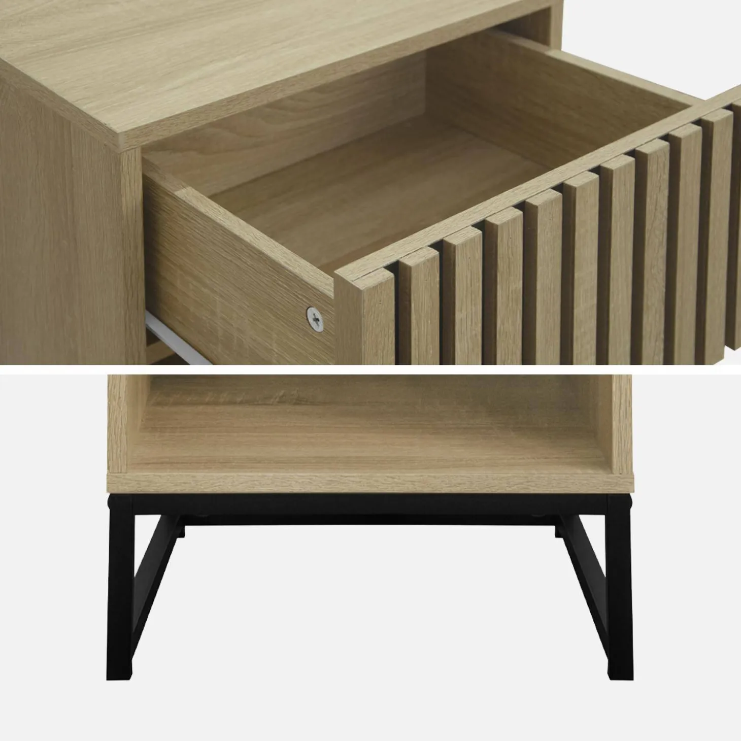Mesitas de noche contemporáneas con 1 cajón, set de 2