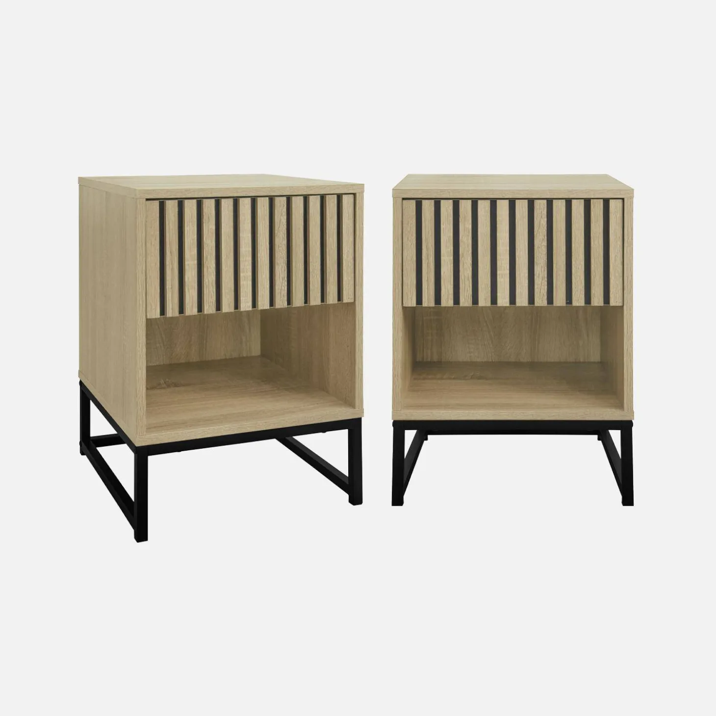 Mesitas de noche contemporáneas con 1 cajón, set de 2