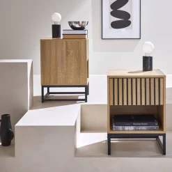 Mesitas de noche contemporáneas con 1 cajón, set de 2