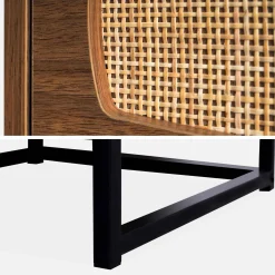 Mesitas de noche de madera y caña, set de 2