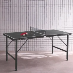 Mini mesa de ping pong interior plegable con 2 raquetas y 3 pelotas, 150cm