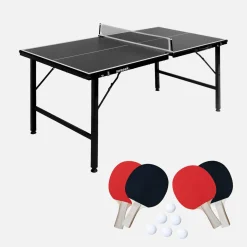 Mini mesa de ping pong interior plegable con 4 raquetas y 6 pelotas, 150cm
