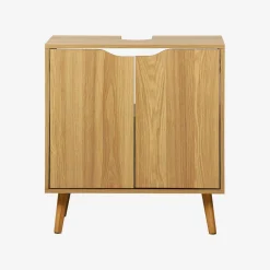 Mueble bajo lavabo vintage decorado en madera