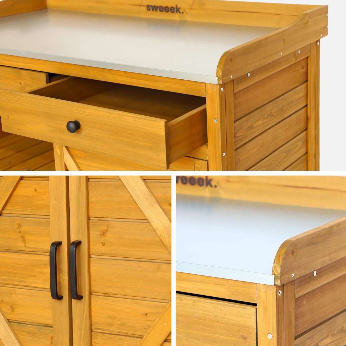 Mueble de almacenaje y jardinerìa de madera de abeto